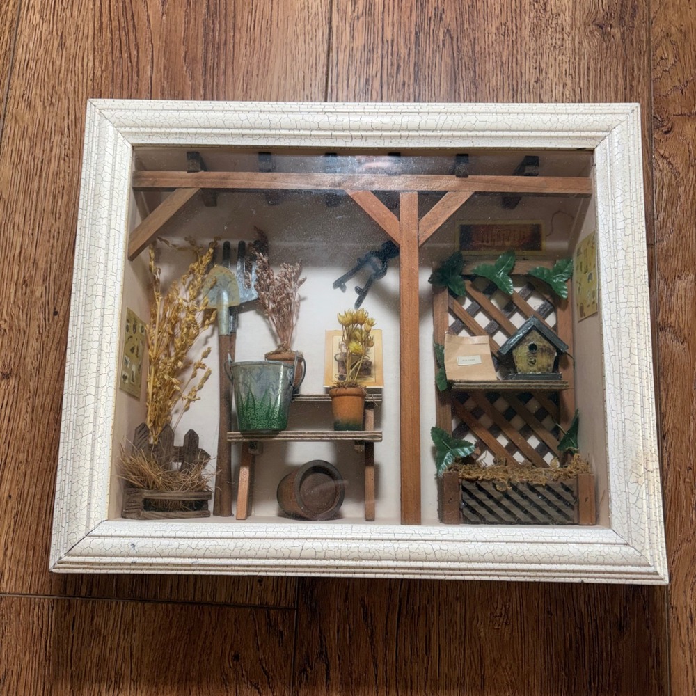 Studio Silversmiths Garden Shadow Box Miniature Potting Shed 3D Wall Art cottage